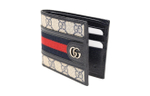 GUCCI Ophidia Canvas With Leather Card Holder Wallet Men"s Blue/Beige