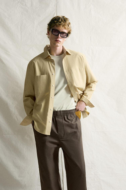 ZARA БРЮКИ BARREL FIT ИЗ ХЛОПКА, КОРИЧНЕВЫЙ