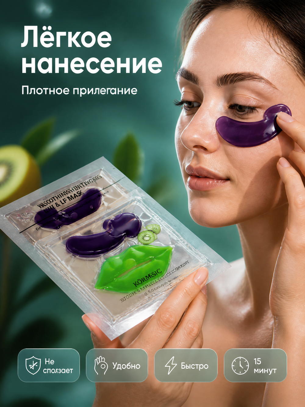 Маска для зоны вокруг глаз и губ KORMESIC с киви 8 г + 8 г