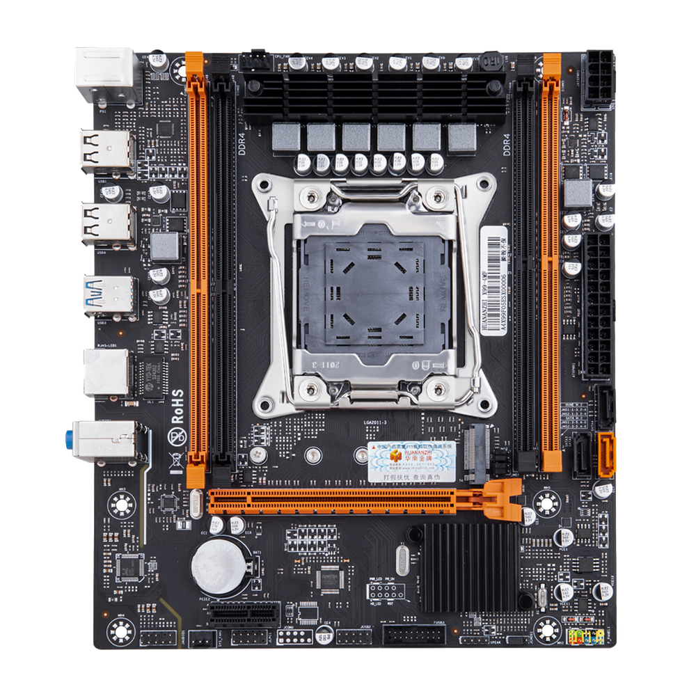 Материнская плата с процессором HUANANZHI X99-4MF, Socket2011-3, Xeon E5-2640v3, mATX, Retail, Socket2011-3, 4xDDR4, PCIe3.0, 1xM.2, GLAN, 2xPS/2, 6xUSB2, 4xUSB3, CPU TDP 120Вт (HNZ-X99-4MF-2640V3)