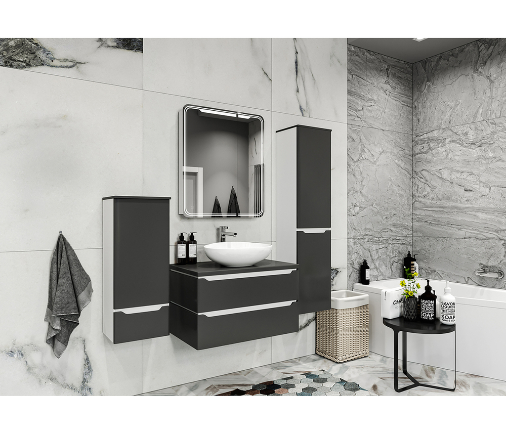 Зеркальный шкаф MIXLINE "ВИКТОРИЯ" 700*800 (ШВ) 2 ств,ЛЕВЫЙ, сенсорный выкл, светодиодная подсветка
