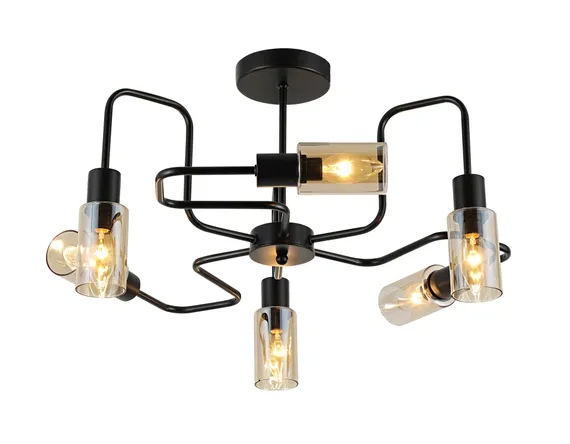 Люстра потолочная Rilon 74811/6 BLACK, 6×40 Вт, чёрная