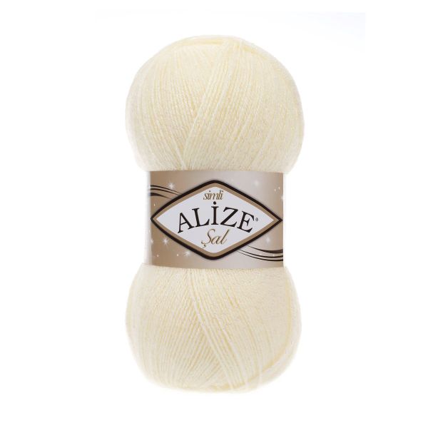 Пряжа Alize (Ализе) Sal Simli / уп.5 мот. по 100 г, 460м, 001 кремовый A
