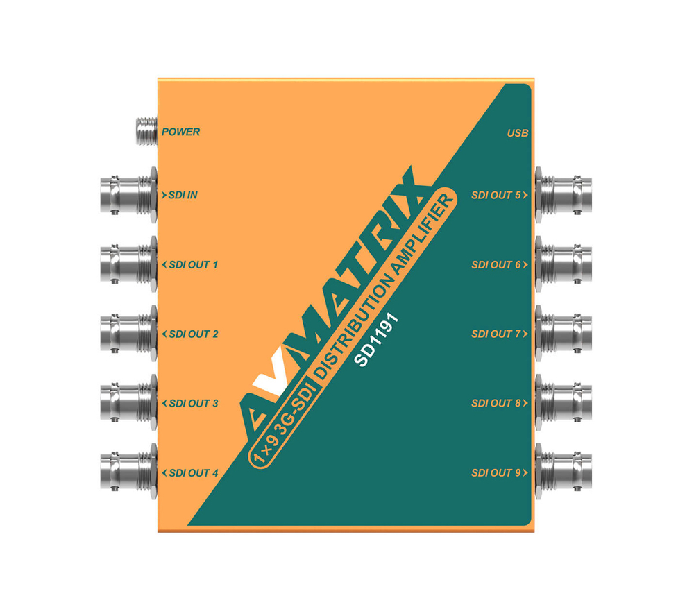 Усилитель-распределитель AvMatrix SD1191 3G-SDI 1x9 с восстановлением тактовой частоты