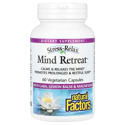 Natural Factors, Stress-Relax, средство для расслабления ума, 60 вегетарианских капсул