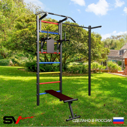 Уличная шведская стенка Sv Sport с комплектом турник прямой У425 (Турник/Брусья/Скамья/Кронш бокс)