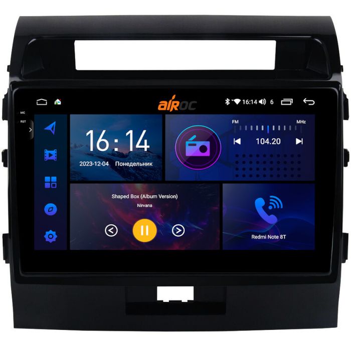 Магнитола для Toyota Land Cruiser 200 2007-2015 (экран климата внизу) - AIROC 2K RI-1111 Android 12, Быстрая, QLed+2K, CarPlay, SIM-слот