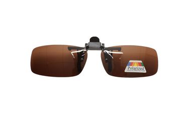 Клипса солнцезащитная поляризационная с UV на защелке 12х5,5х3,7 коричневая 804