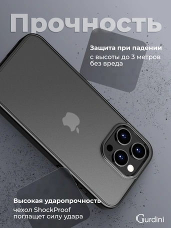 Чехол накладка iPhone 15 Pro 6.1" Gurdini Shockproof Case Black