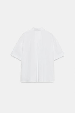 ZARA РУБАШКА ОВЕРСАЙЗ ИЗ ПОПЛИНА, БЕЛЫЙ