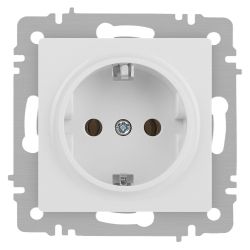 Розетка Intro Accent 6-202-01М 2P+E Schuko 16А-250В IP20 СУ AL/CU белый матовый | Intro