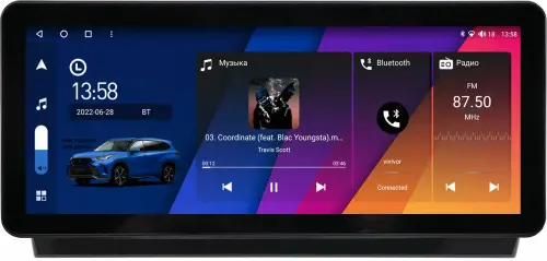 Магнитола для Toyota Camry 70 (75) 2021-2023 (левый руль) - Canbox H-Line 0020 монитор 12.3" QLED в стиле Audi на Android 10, Быстрая, ТОП-процессор, CarPlay, 4G SIM-слот