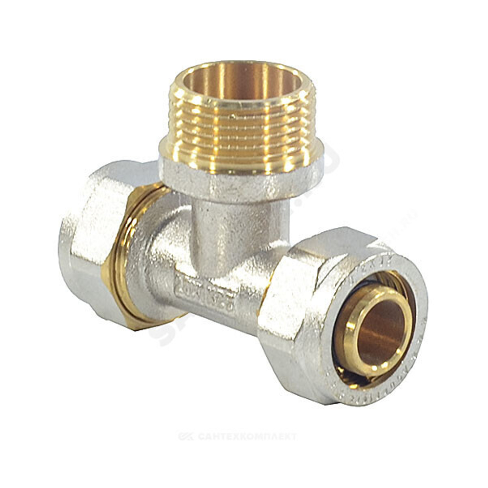 Тройник МП латунь никель обжим Дн 16х1/2"х16 НР ГОСТ 32415-2013 7014 Aquasfera 7014-01