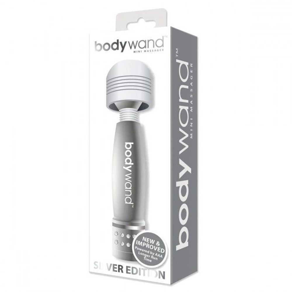Серебристый жезловый мини-вибратор с кристаллами Mini Massager Silver Edition (Цвет: серебристый)