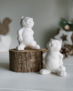 Кот руки в бок для росписи 8,5 см /Фарфор/ Елочная игрушка