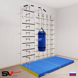 Шведская стенка Sv Sport 51170 (Турник стандарт/Лестница/Цепь/Мешок 30кг/Мат 2м/Канатный лаз)