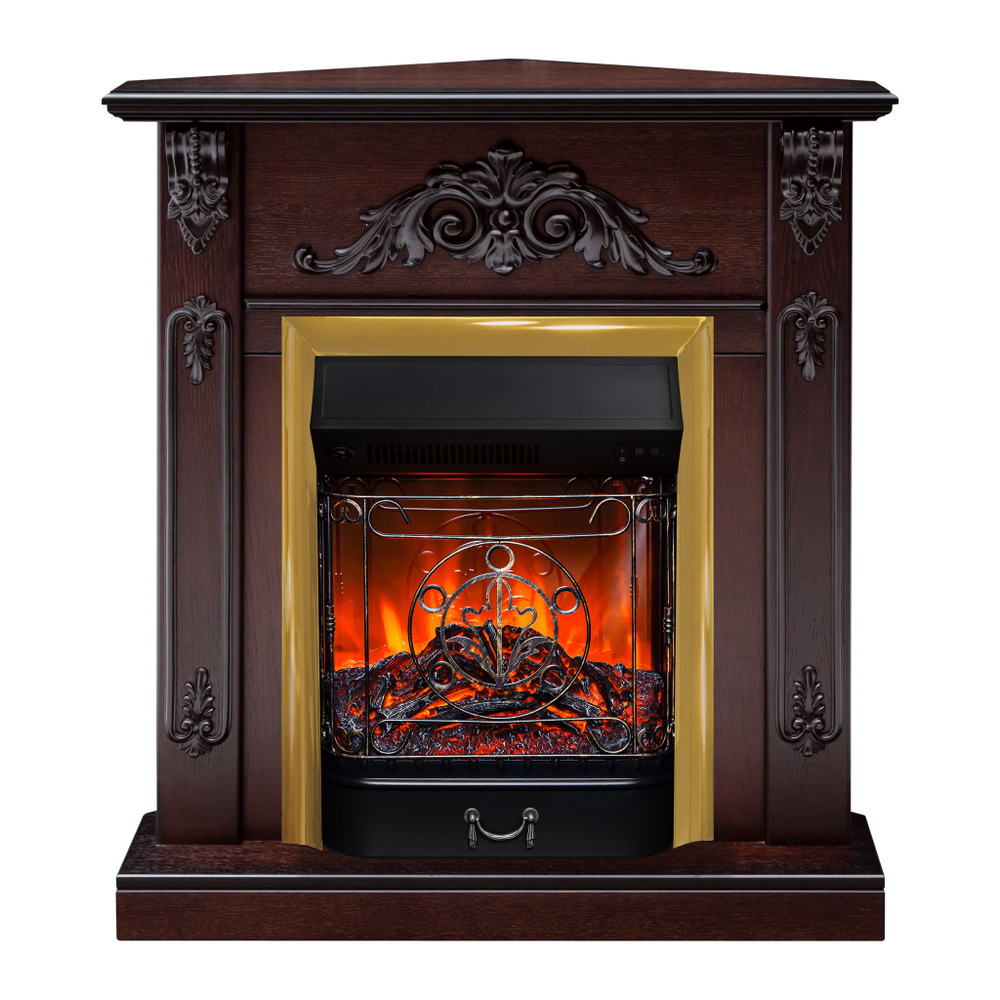 Каминокомплект Real Flame Anita Corner AO с очагом Majestic Lux Brass (угловой)