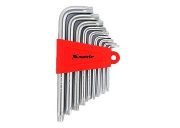 Набор ключей имбусовых TORX, 9 шт., T10-T50, CrV, короткие, сатин. Matrix 12305