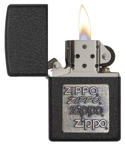 Зажигалка Zippo с покрытием Black Crackle, латунь/сталь, чёрная, матовая, 36x12x56 мм
