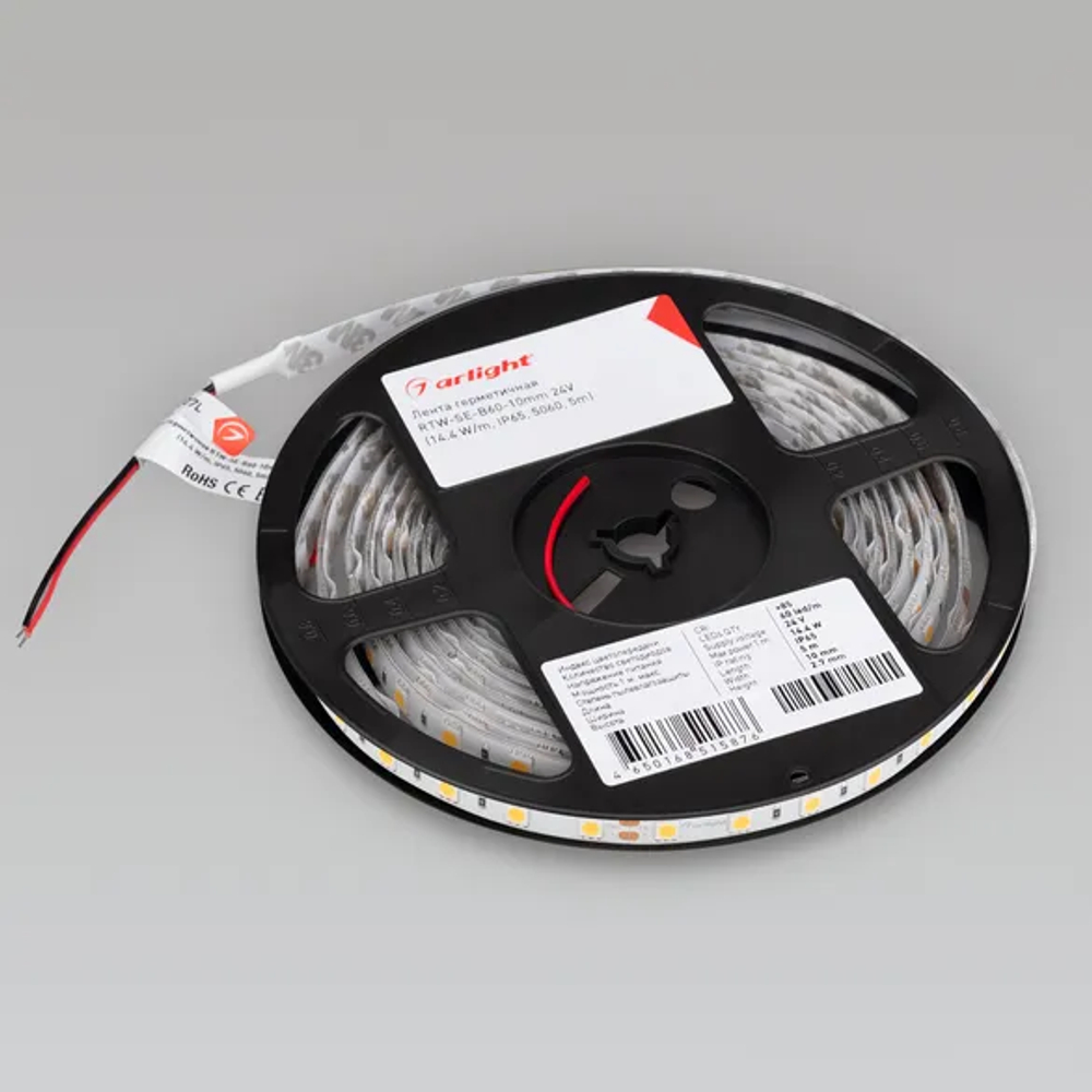 Светодиодная лента герметичная RTW-SE-B60-10mm 24V Warm3000 (14.4 W/m, IP65, 5060, 5m) (Arlight, -) 015279(2)