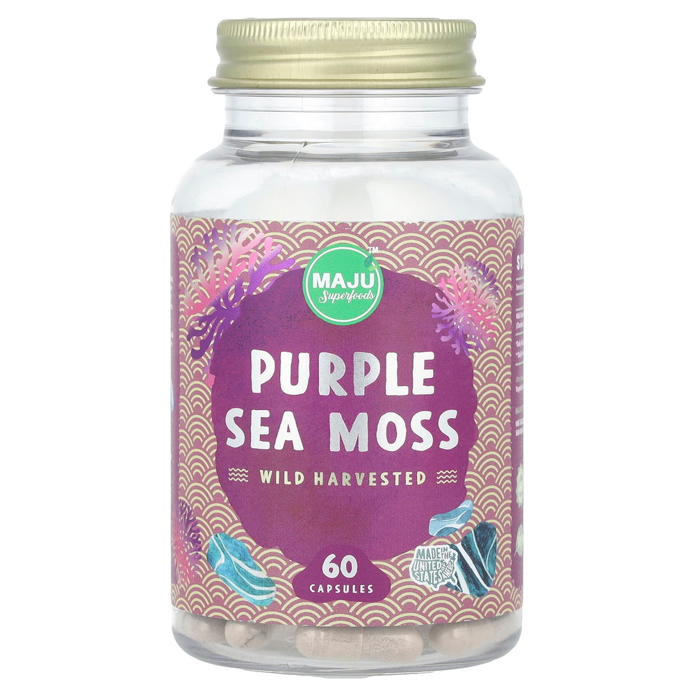 Maju Superfoods, фиолетовый морской мох, 60 капсул (500 мг в 1 капсуле)