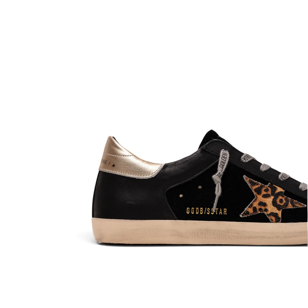 Women's Golden Goose Super-Star with Black Leopard Star