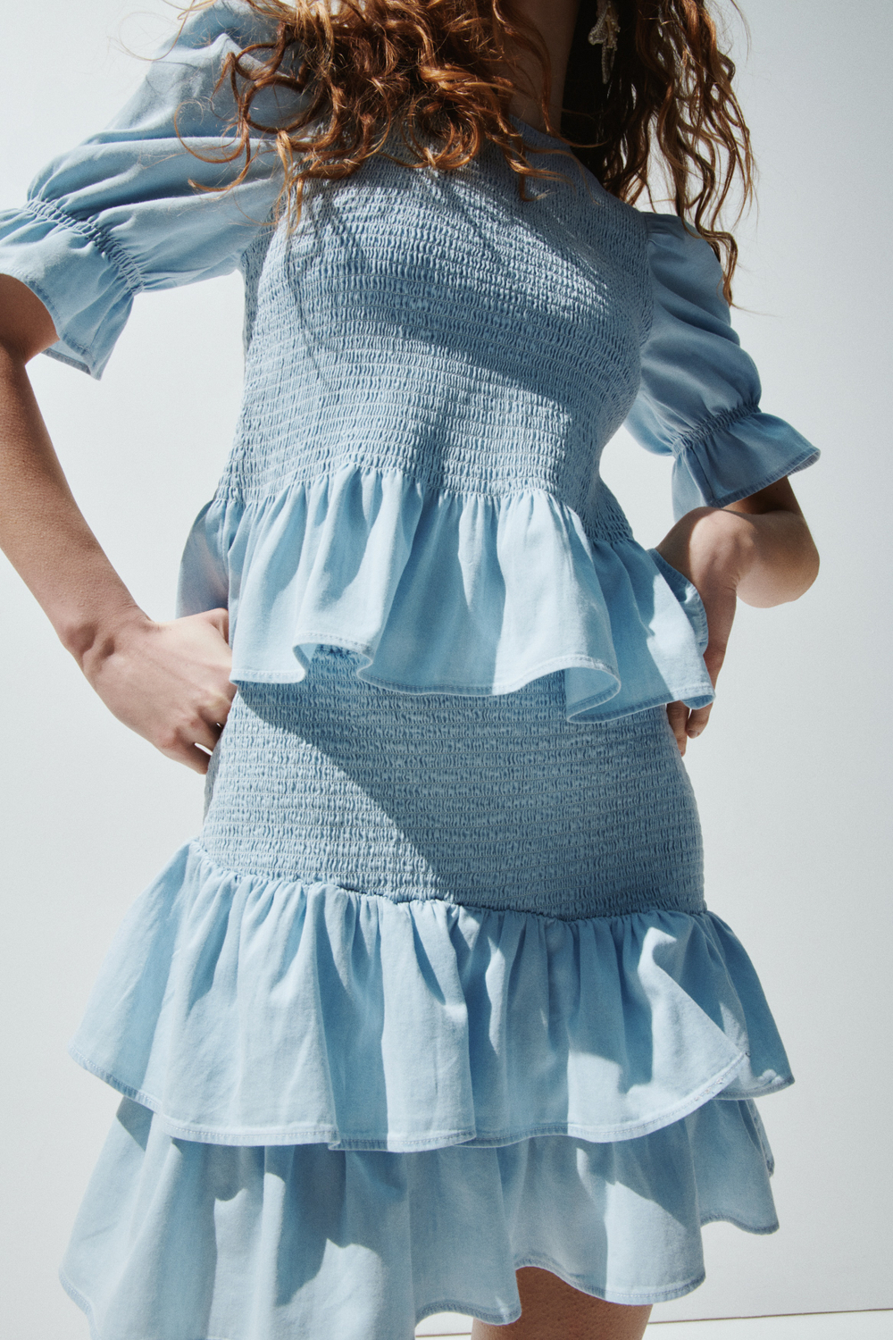 Джинсовая блузка со сборками - H&M