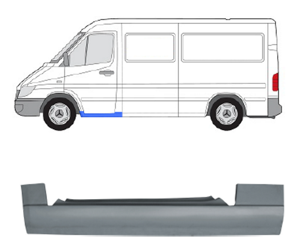 Порог передний правый Mercedes Sprinter 1995-2006 (Potrykus)
