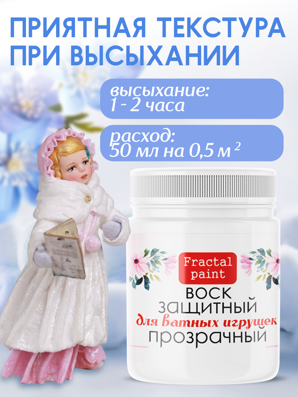 Лак матовый с блестками+защитный воск 2х50 мл