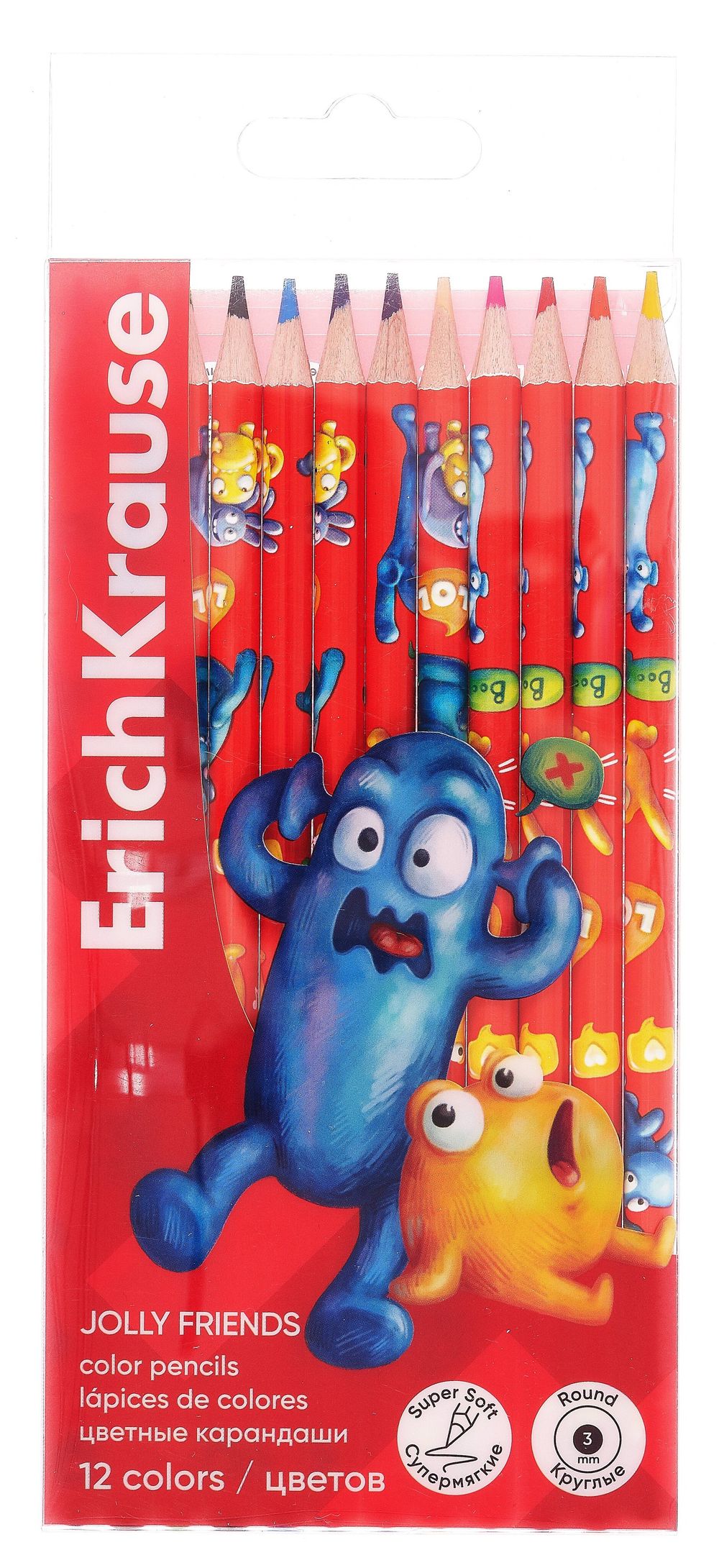 Цветные карандаши пластиковые ErichKrause Jolly Friends 12 цветов
