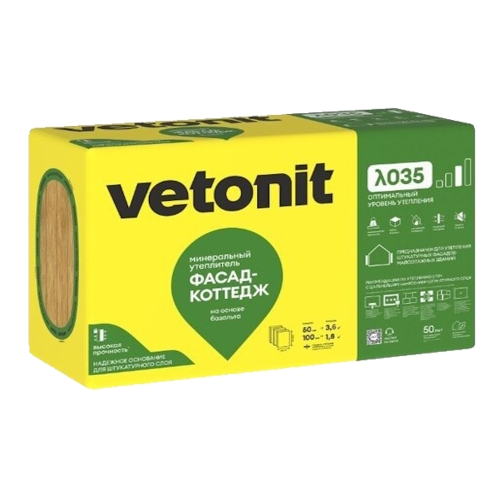 Утеплитель Vetonit ФАСАД-Коттедж 50мм (2.4м2/0.12 м3), 4 шт