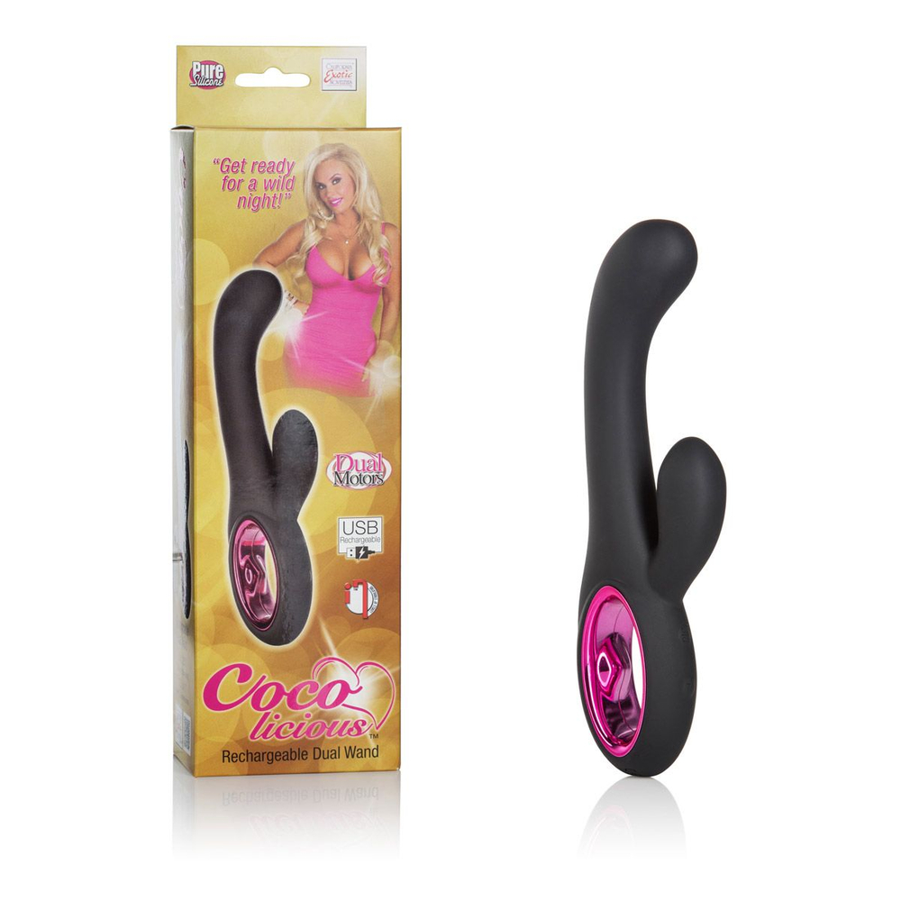 Черный вибромассажер Rechargeable Dual Wand - 25 см. (Цвет: черный)