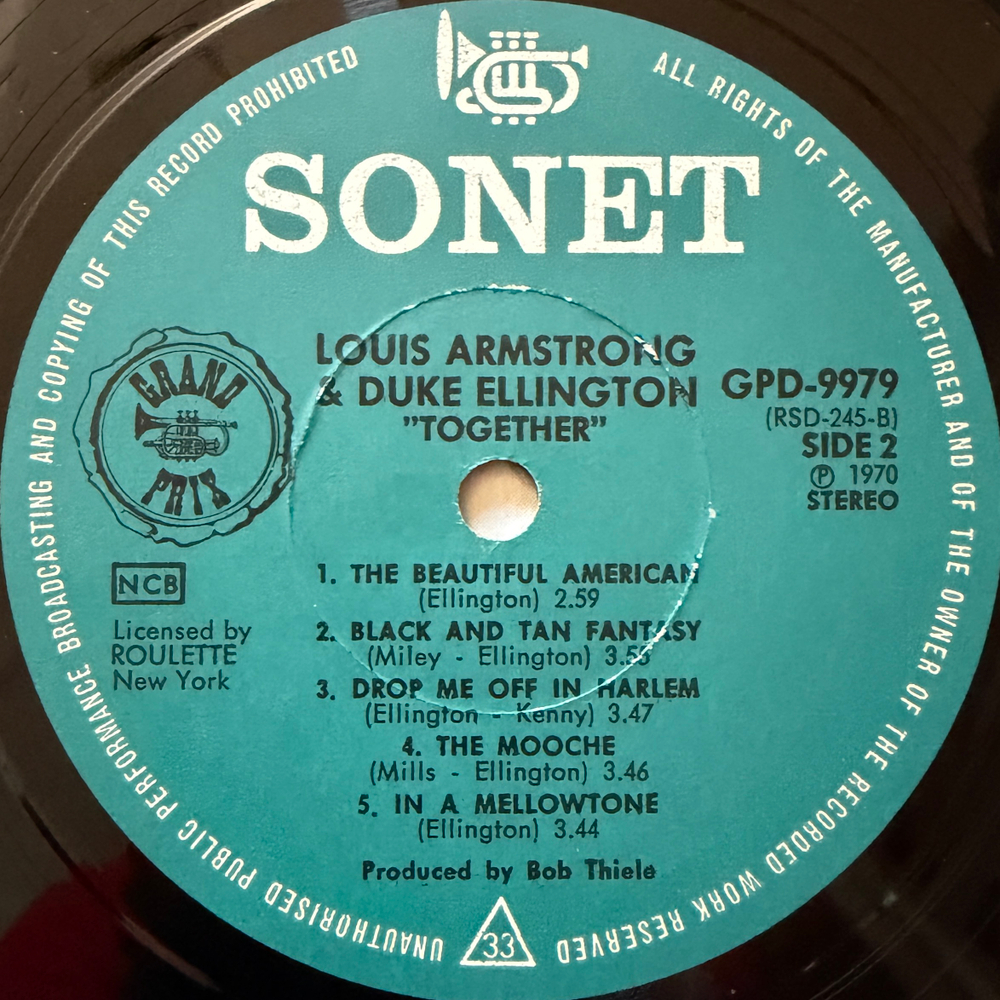 Louis Armstrong & Duke Ellington ‎– Together 2LP (Швеция 1970г.)