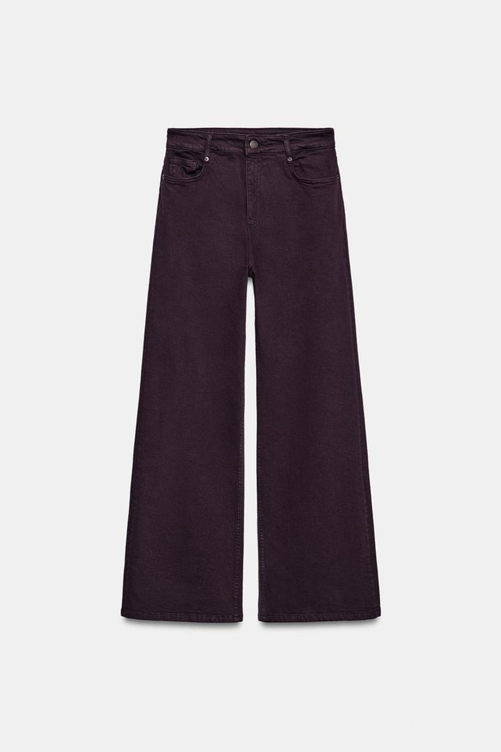ZARA ДЖИНСЫ COMFORT WIDE LEG С ВЫСОКОЙ ПОСАДКОЙ — ZW COLLECTION, БУРГУНДИ