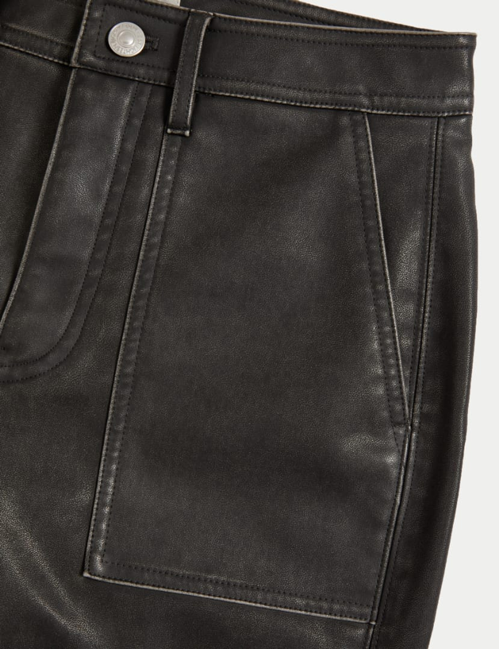 Широкие брюки с отделкой под кожу T57000018 - Marks & Spencer