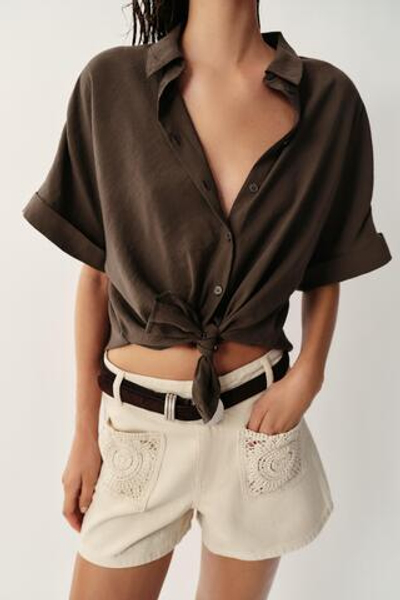 ШОРТЫ Z1975 С КАРМАНАМИ И ВСТАВКАМИ КРОШЕ — ZARA