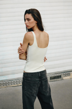ZARA ЭЛАСТИЧНЫЙ ТОП-КОРСЕТ, БЕЛЫЙ