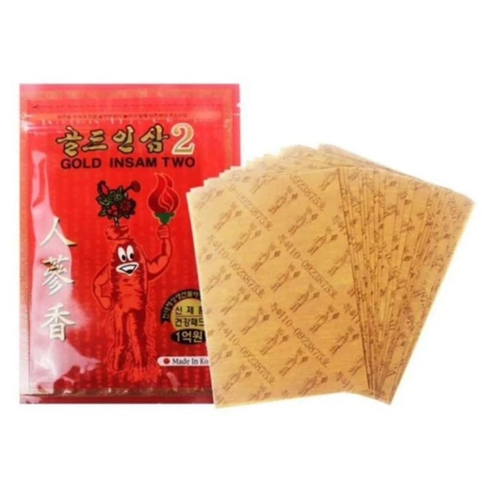 Korean Gold Insam Two 2 Пластырь согревающий с красным женьшенем, 1 упаковка (20 листов)