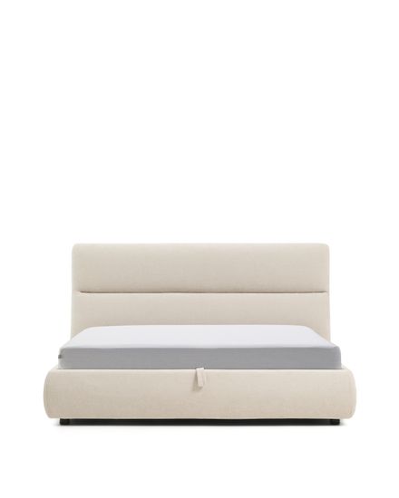 Кровать Dafra бежевого цвета из шенилла с ящиком для хранения 180 х 200 см