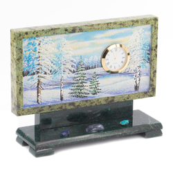 Часы с рисунком "Зима" змеевик 220х70х170 мм 2000 гр. R119757