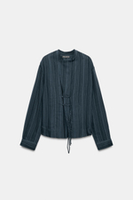 РУБАШКА В ПОЛОСКУ С ЗАСТЕЖКОЙ-КЛЕВАНТ ZW COLLECTION — ZARA