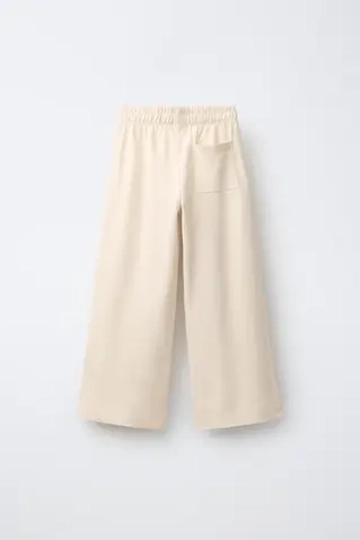 ZARA ПЛОТНЫЕ БРЮКИ WIDE LEG, ЭКРЮ