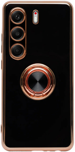 Стильный глянцевый чехол для TECNO CAMON 40 PRO 5G (не 4G) с кольцом-подставкой и бархатной подкладкой