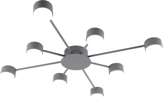 Люстра потолочная Rilon GX3701-8 GREY, 8×15 Вт, серая