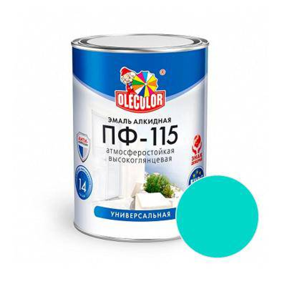 Эмаль ПФ-115 Бирюзовый 2,7кг Olecolor Глянцевая (6)  0572