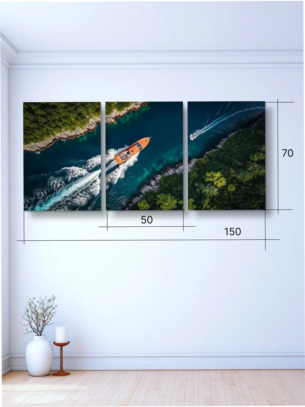 Картина Красная машина модульная 50x70см 3шт.