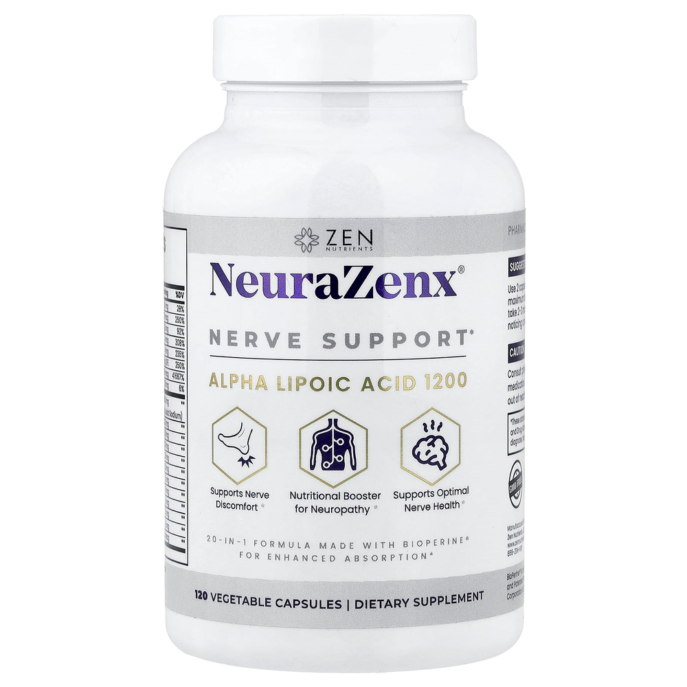 Zen Nutrients, NeuraZenx®, поддержка нервов, 120 растительных капсул