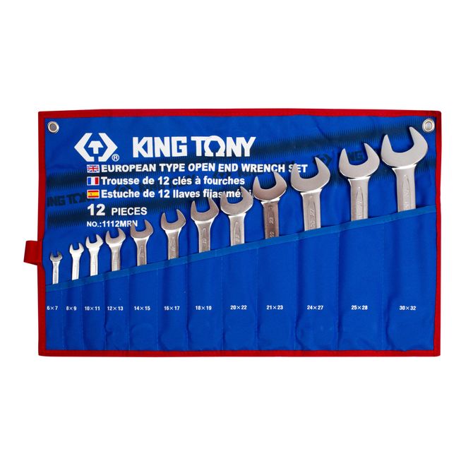 KING TONY (1112MRN) Набор рожковых ключей, 6-32 мм , чехол из теторона, 12 предметов