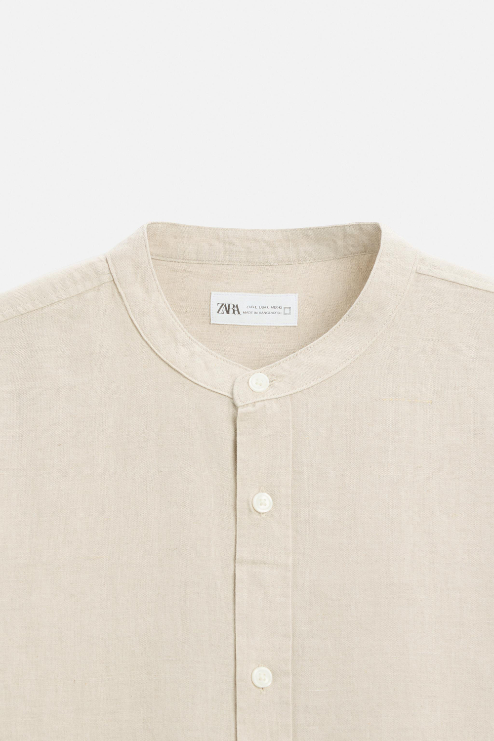 ZARА РУБАШКА RELAXED FIT ИЗ ЛЬНА И ХЛОПКА, СВЕТЛО-БЕЖЕВЫЙ