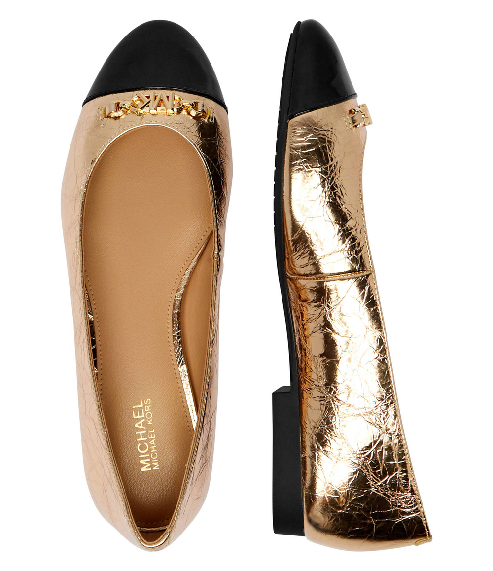 Кожаные балетки REBECCA Michael Kors - золотой(40F4RBFP1M)